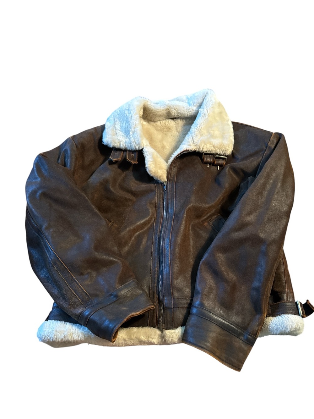 Vintage Brown Shearling Lined Bomber Jacket adventure blunt by Wilson